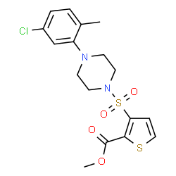 ChemSpider 2D Image | Methyl 3-{[4-(5-chloro-2-methylphenyl)-1-piperazinyl]sulfonyl}-2-thiophenecarboxylate | C17H19ClN2O4S2