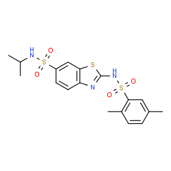 ChemSpider 2D Image | 2-{[(2,5-Dimethylphenyl)sulfonyl]amino}-N-isopropyl-1,3-benzothiazole-6-sulfonamide | C18H21N3O4S3