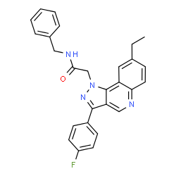 ChemSpider 2D Image | N-Benzyl-2-[8-ethyl-3-(4-fluorophenyl)-1H-pyrazolo[4,3-c]quinolin-1-yl]acetamide | C27H23FN4O