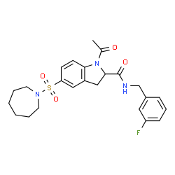 ChemSpider 2D Image | 1-Acetyl-5-(1-azepanylsulfonyl)-N-(3-fluorobenzyl)-2-indolinecarboxamide | C24H28FN3O4S