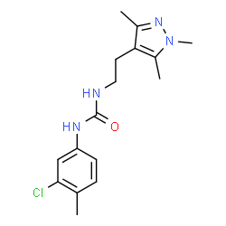 ChemSpider 2D Image | 1-(3-Chloro-4-methylphenyl)-3-[2-(1,3,5-trimethyl-1H-pyrazol-4-yl)ethyl]urea | C16H21ClN4O