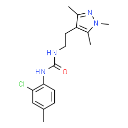 ChemSpider 2D Image | 1-(2-Chloro-4-methylphenyl)-3-[2-(1,3,5-trimethyl-1H-pyrazol-4-yl)ethyl]urea | C16H21ClN4O