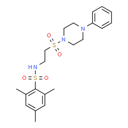 ChemSpider 2D Image | 2,4,6-Trimethyl-N-{2-[(4-phenyl-1-piperazinyl)sulfonyl]ethyl}benzenesulfonamide | C21H29N3O4S2