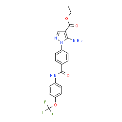 ChemSpider 2D Image | Ethyl 5-amino-1-(4-{[4-(trifluoromethoxy)phenyl]carbamoyl}phenyl)-1H-pyrazole-4-carboxylate | C20H17F3N4O4