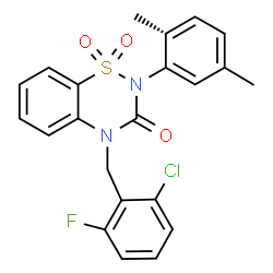 ChemSpider 2D Image | 4-(2-Chloro-6-fluorobenzyl)-2-(2,5-dimethylphenyl)-2H-1,2,4-benzothiadiazin-3(4H)-one 1,1-dioxide | C22H18ClFN2O3S