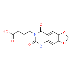 ChemSpider 2D Image | 4-(6,8-Dioxo-5,8-dihydro[1,3]dioxolo[4,5-g]quinazolin-7(6H)-yl)butanoic acid | C13H12N2O6