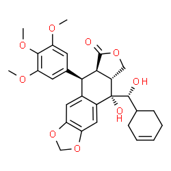 ChemSpider 2D Image | (5R,5aR,8aR,9S)-9-[(R)-3-Cyclohexen-1-yl(hydroxy)methyl]-9-hydroxy-5-(3,4,5-trimethoxyphenyl)-5,8,8a,9-tetrahydrofuro[3',4':6,7]naphtho[2,3-d][1,3]dioxol-6(5aH)-one | C29H32O9