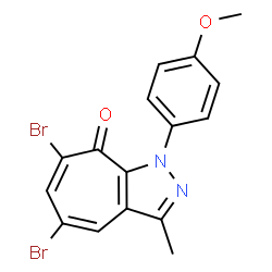 ChemSpider 2D Image | 5,7-Dibromo-1-(4-methoxyphenyl)-3-methylcyclohepta[c]pyrazol-8(1H)-one | C16H12Br2N2O2