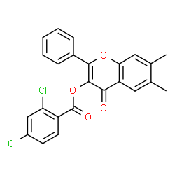 ChemSpider 2D Image | 6,7-Dimethyl-4-oxo-2-phenyl-4H-chromen-3-yl 2,4-dichlorobenzoate | C24H16Cl2O4