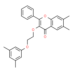 ChemSpider 2D Image | 3-[2-(3,5-Dimethylphenoxy)ethoxy]-6,7-dimethyl-2-phenyl-4H-chromen-4-one | C27H26O4