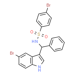ChemSpider 2D Image | 4-Bromo-N-[(5-bromo-1H-indol-3-yl)(phenyl)methyl]benzenesulfonamide | C21H16Br2N2O2S