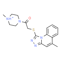 ChemSpider 2D Image | 1-Methyl-4-{[(5-methyl[1,2,4]triazolo[4,3-a]quinolin-1-yl)sulfanyl]acetyl}piperazin-1-ium | C18H22N5OS