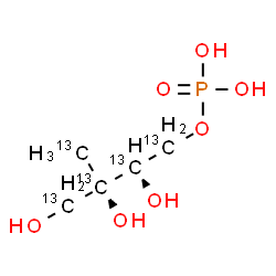 ChemSpider 2D Image | (2S,3S)-2,3,4-Trihydroxy-3-(~13~C)methyl(~13~C_4_)butyl dihydrogen phosphate | 13C5H13O7P