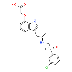 ChemSpider 2D Image | ({3-[(2R)-2-{[(2S)-2-(3-Chlorophenyl)-2-hydroxy(2-~14~C)ethyl]amino}propyl]-1H-indol-7-yl}oxy)acetic acid | C2014CH23ClN2O4
