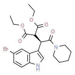 ChemSpider 2D Image | Diethyl [(1S)-1-(5-bromo-1H-indol-3-yl)-2-oxo-2-(1-piperidinyl)ethyl]malonate | C22H27BrN2O5