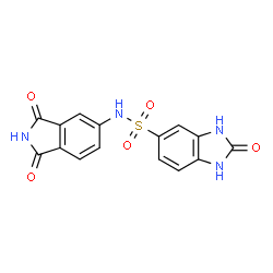 ChemSpider 2D Image | N-(1,3-dioxoisoindolin-5-yl)-2-oxo-1,3-dihydrobenzimidazole-5-sulfonamide | C15H10N4O5S