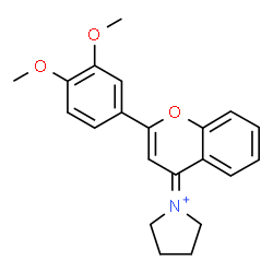 ChemSpider 2D Image | 1-[2-(3,4-Dimethoxyphenyl)-4H-chromen-4-ylidene]pyrrolidinium | C21H22NO3