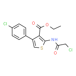 ChemSpider 2D Image | Ethyl 2-[(chloroacetyl)amino]-4-(4-chlorophenyl)-3-thiophenecarboxylate | C15H13Cl2NO3S