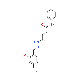 ChemSpider 2D Image | 4-[2-(2,4-Dimethoxybenzylidene)hydrazino]-N-(4-fluorophenyl)-4-oxobutanamide | C19H20FN3O4