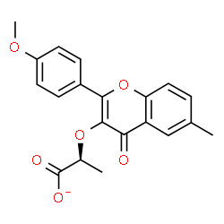 ChemSpider 2D Image | (2S)-2-{[2-(4-Methoxyphenyl)-6-methyl-4-oxo-4H-chromen-3-yl]oxy}propanoate | C20H17O6
