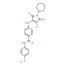 ChemSpider 2D Image | 4-[(4-Chloro-1-cyclohexyl-2,5-dioxo-2,5-dihydro-1H-pyrrol-3-yl)amino]-N-(4-methoxyphenyl)benzamide | C24H24ClN3O4