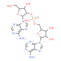 ChemSpider 2D Image | [5-(6-aminopurin-9-yl)-3,4-dihydroxy-tetrahydrofuran-2-yl]methyl [2-(6-aminopurin-9-yl)-4-hydroxy-5-(hydroxymethyl)tetrahydrofuran-3-yl] hydrogen phosphate | C20H25N10O10P
