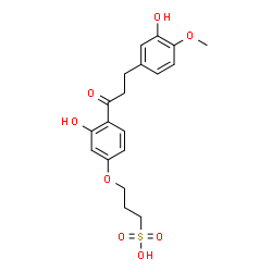 ChemSpider 2D Image | 3-{3-Hydroxy-4-[3-(3-hydroxy-4-methoxyphenyl)propanoyl]phenoxy}-1-propanesulfonic acid | C19H22O8S