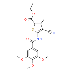 ChemSpider 2D Image | Ethyl 4-cyano-3-methyl-5-[(3,4,5-trimethoxybenzoyl)amino]-2-thiophenecarboxylate | C19H20N2O6S