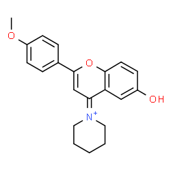 ChemSpider 2D Image | 1-[6-Hydroxy-2-(4-methoxyphenyl)-4H-chromen-4-ylidene]piperidinium | C21H22NO3