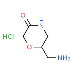 ChemSpider 2D Image | 6-(Aminomethyl)morpholin-3-one hydrochloride | C5H11ClN2O2