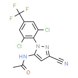 ChemSpider 2D Image | N-{3-Cyano-1-[2,6-dichloro-4-(trifluoromethyl)phenyl]-1H-pyrazol-5-yl}acetamide | C13H7Cl2F3N4O