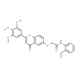 ChemSpider 2D Image | N-(2-Ethylphenyl)-2-{[4-oxo-2-(3,4,5-trimethoxyphenyl)-4H-chromen-6-yl]oxy}acetamide | C28H27NO7