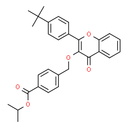 ChemSpider 2D Image | Isopropyl 4-[({2-[4-(2-methyl-2-propanyl)phenyl]-4-oxo-4H-chromen-3-yl}oxy)methyl]benzoate | C30H30O5