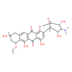 ChemSpider 2D Image | 23-(Dimethylamino)-10-ethoxy-4,8,12,22,24-pentahydroxy-1,12-dimethyl-20,25-dioxahexacyclo[19.3.1.0~2,19~.0~5,18~.0~7,16~.0~9,14~]pentacosa-2,4,7(16),8,14,18-hexaene-6,17-dione | C29H33NO10