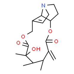 ChemSpider 2D Image | 6-Hydroxy-4,5,6-trimethyl-3-methylene-3,4,5,6,9,11,13,14,14a,14b-decahydro[1,6]dioxacyclododecino[2,3,4-gh]pyrrolizine-2,7-dione | C18H25NO5