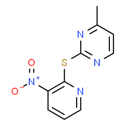 ChemSpider 2D Image | Pyrimidine, 4-methyl-2-((3-nitro-2-pyridinyl)thio)- | C10H8N4O2S