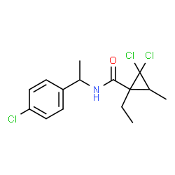 ChemSpider 2D Image | 2,2-Dichloro-N-[1-(4-chlorophenyl)ethyl]-1-ethyl-3-methylcyclopropanecarboxamide | C15H18Cl3NO