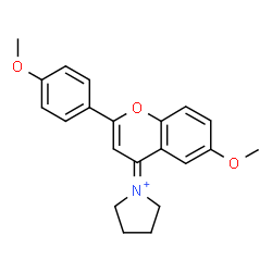 ChemSpider 2D Image | 1-[6-Methoxy-2-(4-methoxyphenyl)-4H-chromen-4-ylidene]pyrrolidinium | C21H22NO3