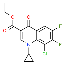 ChemSpider 2D Image | Ethyl 8-chloro-1-cyclopropyl-6,7-difluoro-1,4-dihydro-4-oxo-3-quinolinecarboxylate | C15H12ClF2NO3