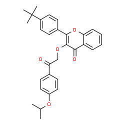 ChemSpider 2D Image | 3-[2-(4-Isopropoxyphenyl)-2-oxoethoxy]-2-[4-(2-methyl-2-propanyl)phenyl]-4H-chromen-4-one | C30H30O5