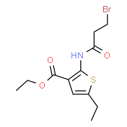 ChemSpider 2D Image | Ethyl 2-[(3-bromopropanoyl)amino]-5-ethyl-3-thiophenecarboxylate | C12H16BrNO3S