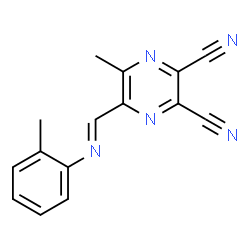 ChemSpider 2D Image | 5-Methyl-6-{(E)-[(2-methylphenyl)imino]methyl}-2,3-pyrazinedicarbonitrile | C15H11N5