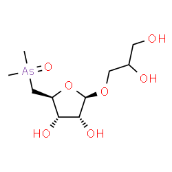 ChemSpider 2D Image | 2,3-Dihydroxypropyl 5-deoxy-5-(dimethylarsinyl)-beta-D-Ribofuranoside | C10H21AsO7
