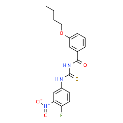 ChemSpider 2D Image | 3-Butoxy-N-[(4-fluoro-3-nitrophenyl)carbamothioyl]benzamide | C18H18FN3O4S