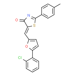 ChemSpider 2D Image | (5Z)-5-{[5-(2-Chlorophenyl)-2-furyl]methylene}-2-(4-methylphenyl)-1,3-thiazol-4(5H)-one | C21H14ClNO2S