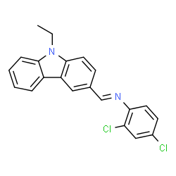 ChemSpider 2D Image | 2,4-Dichloro-N-[(E)-(9-ethyl-9H-carbazol-3-yl)methylene]aniline | C21H16Cl2N2