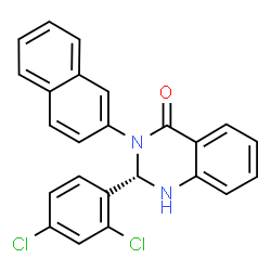 ChemSpider 2D Image | (2S)-2-(2,4-Dichlorophenyl)-3-(2-naphthyl)-2,3-dihydro-4(1H)-quinazolinone | C24H16Cl2N2O