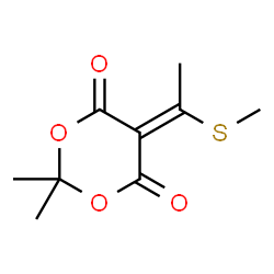 ChemSpider 2D Image | 2,2-Dimethyl-5-[1-(methylsulfanyl)ethylidene]-1,3-dioxane-4,6-dione | C9H12O4S