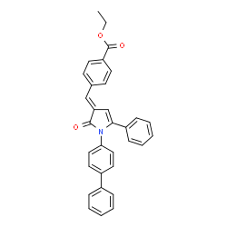 ChemSpider 2D Image | Ethyl 4-{(E)-[1-(4-biphenylyl)-2-oxo-5-phenyl-1,2-dihydro-3H-pyrrol-3-ylidene]methyl}benzoate | C32H25NO3
