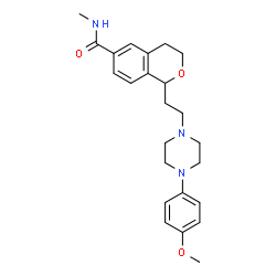 ChemSpider 2D Image | 1-{2-[4-(4-Methoxyphenyl)-1-piperazinyl]ethyl}-N-methyl-3,4-dihydro-1H-isochromene-6-carboxamide | C24H31N3O3